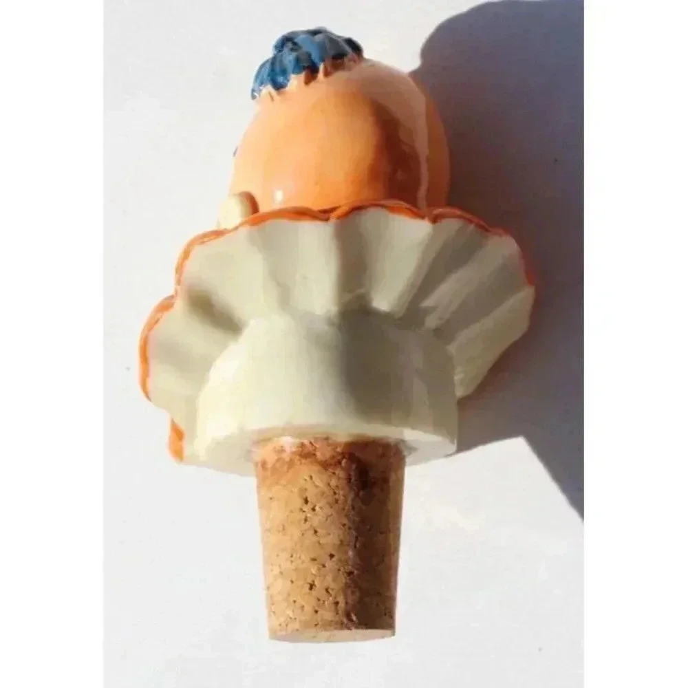 Vintage Resin Hobo Circus Clown Figural Head Wine Liquor Bottle Cork Stopper